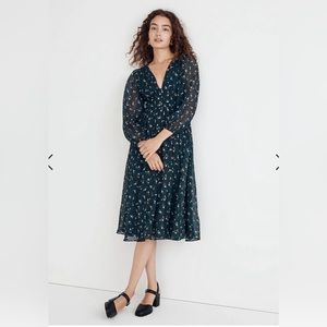 Madewell Seersucker Sophia Midi Dress in Woodland Floral size small